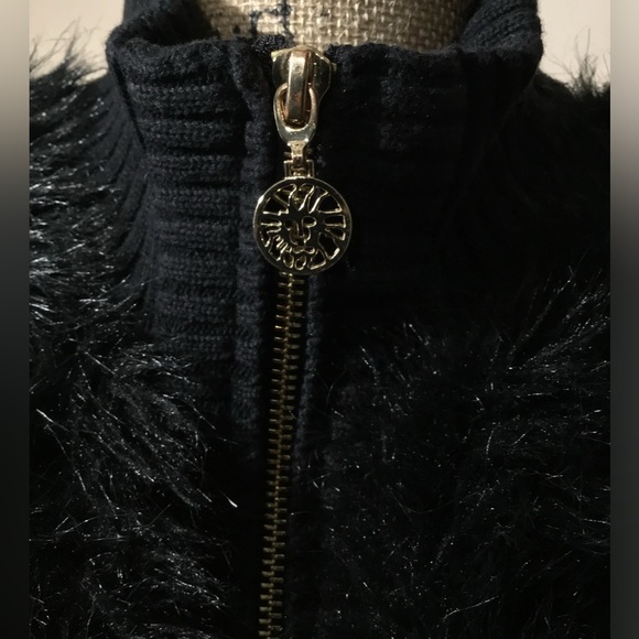 Vintage Anne Klein Black Faux Fur Vest w/Knit Sweater Back-IMMACULATE!! - Picture 4 of 11